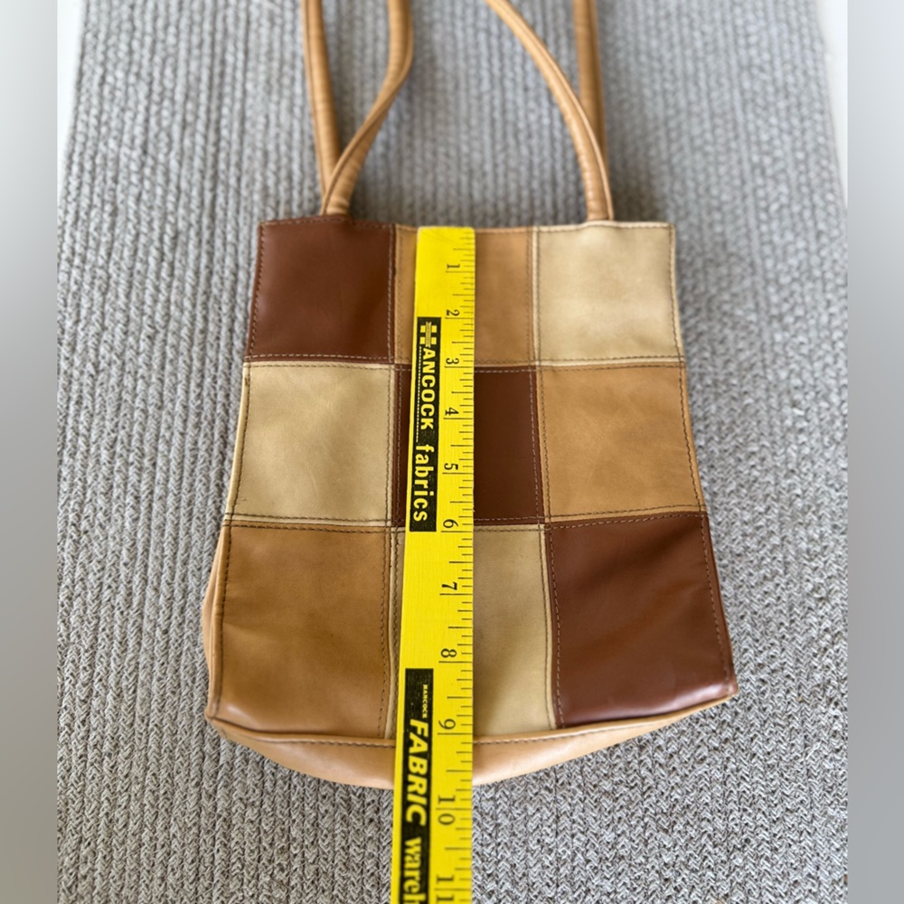 Vintage 90’s Y2K Tan Brown Patchwork Rectangular Shoulder Bag - Picture 9 of 16